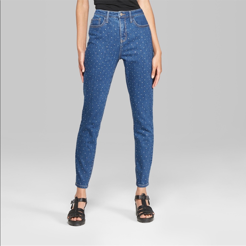 Women’s Polka Dot High-Rise Diamanté Skinny Jeans